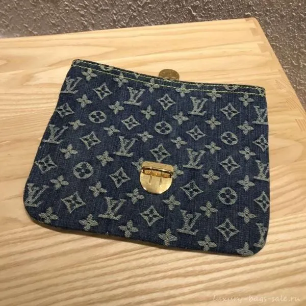 Monogram Denim Pochette Plate Clutch Bag