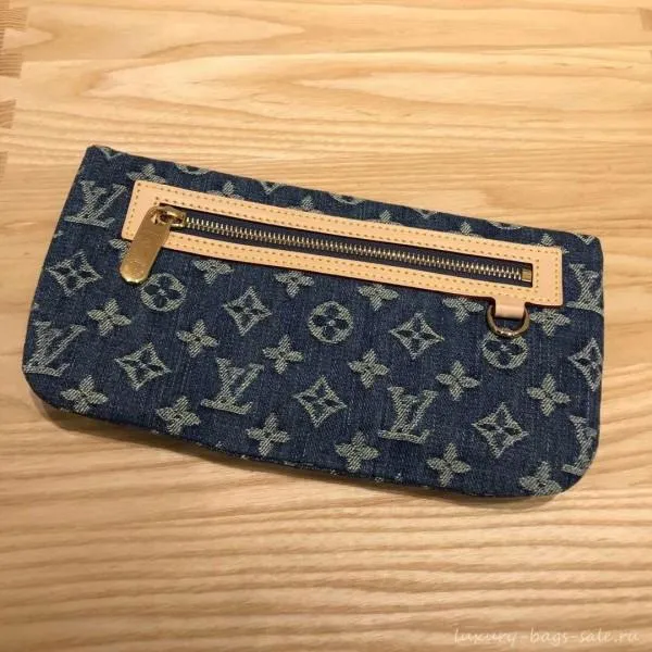 Monogram Denim Pochette Plate Clutch Bag