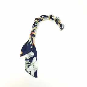 Navy Print - Gold Chain Scarf Strap