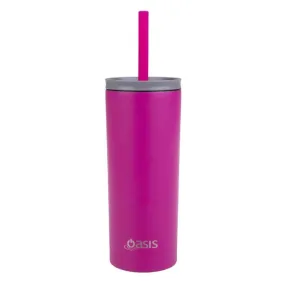 Oasis Super Sipper Insulated Tumbler W/Silicone Straw 600ml - Fuchsia