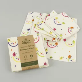 Organic Cotton Reusable Wipes - Rainbow - Pack of 5