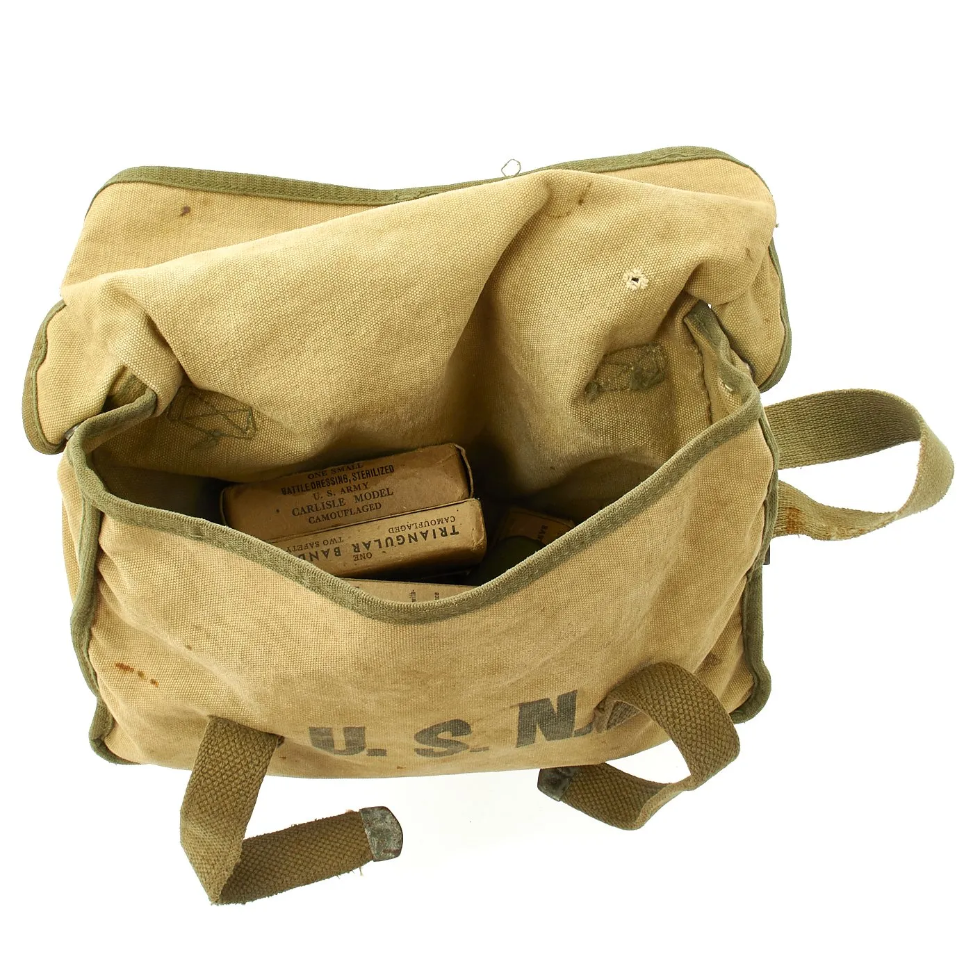 Original U.S. WWII U. S. Navy First Aid Medical Corpsman Shoulder Bag Medical Kit with Supplies