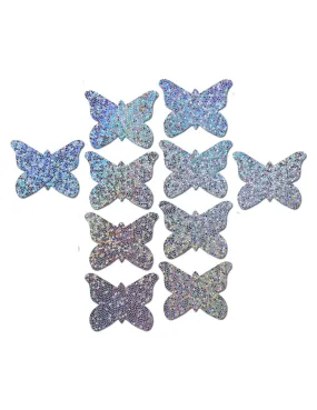 Pastease MBUT-GLT-SL 10 Mini Silver Glitter Butterfly Nipple Covers