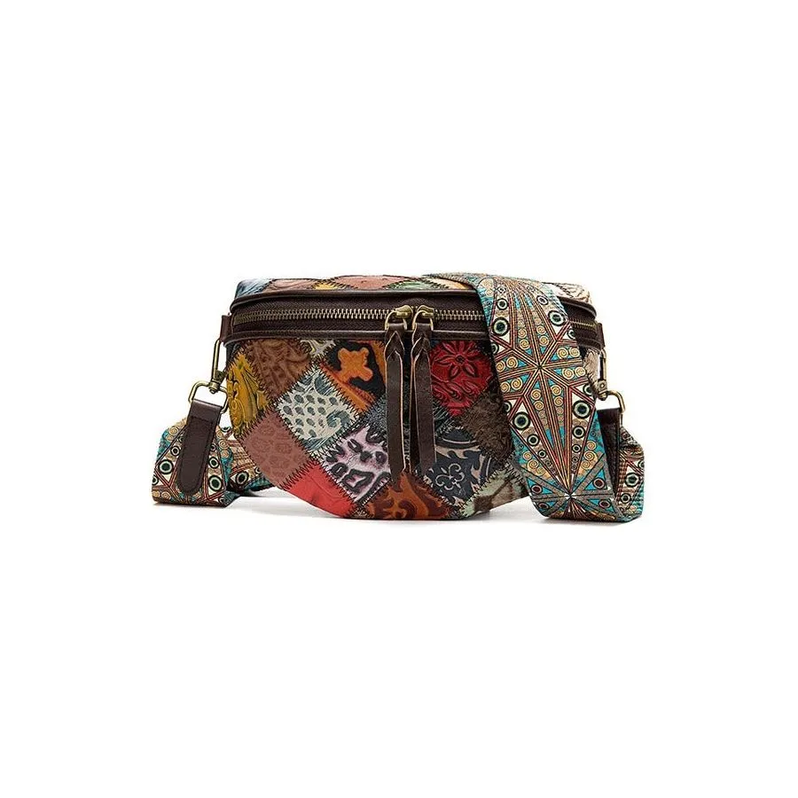 PatchLuxe Colorful Leather Flap Messenger Clutch Bag