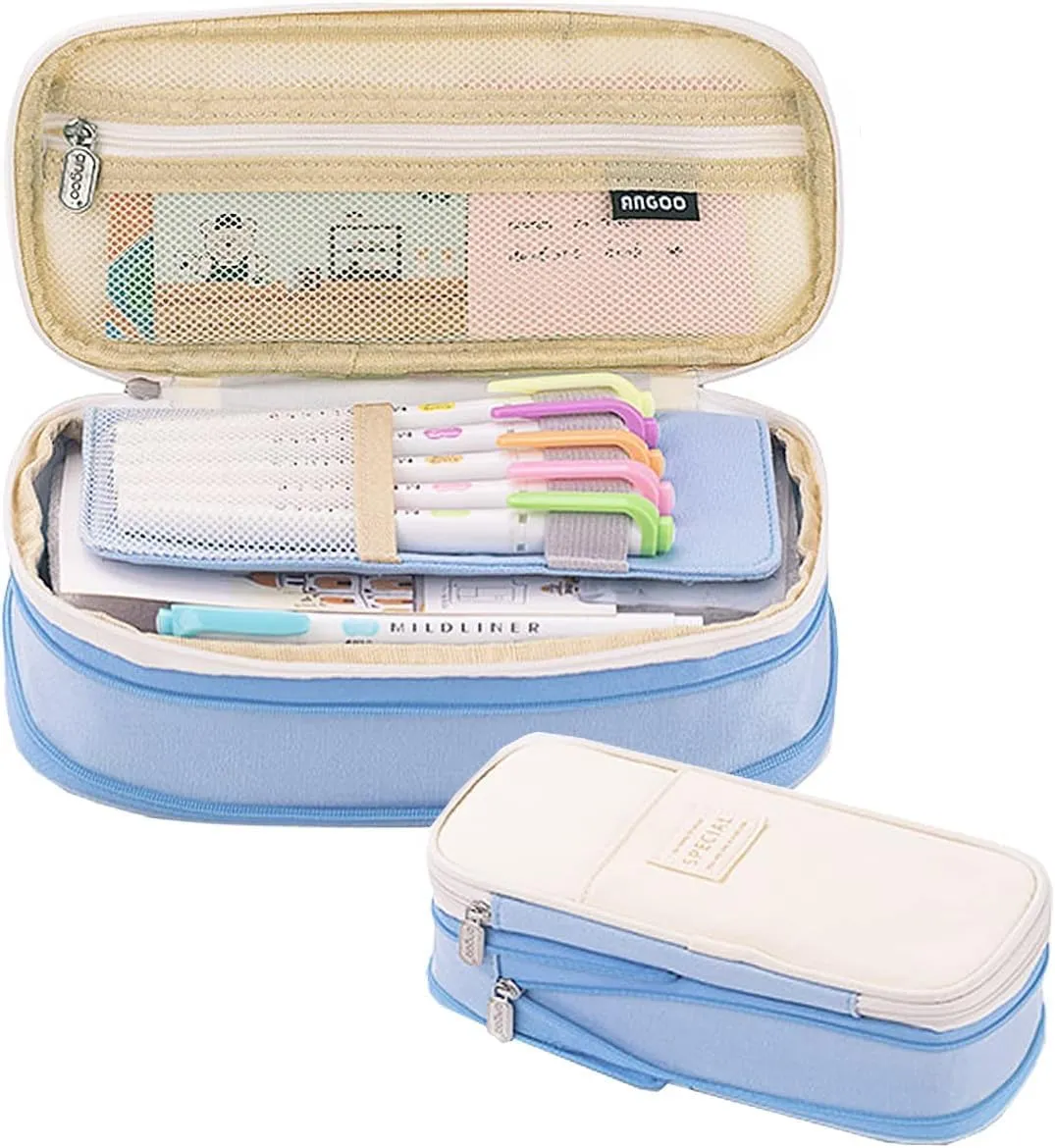 PENCIL PEN CASE, DURABLE PENCIL BAG STATIONERY POUCH ZIPPER, LARGE STORAGE BAG POUCH HOLDER BOX ORGANIZER FOR MIDDLE HIGH SCHOOL COLLEGE OFFICE TEEN BOYS ADULT PENCIL POUCH FOR GIRLS