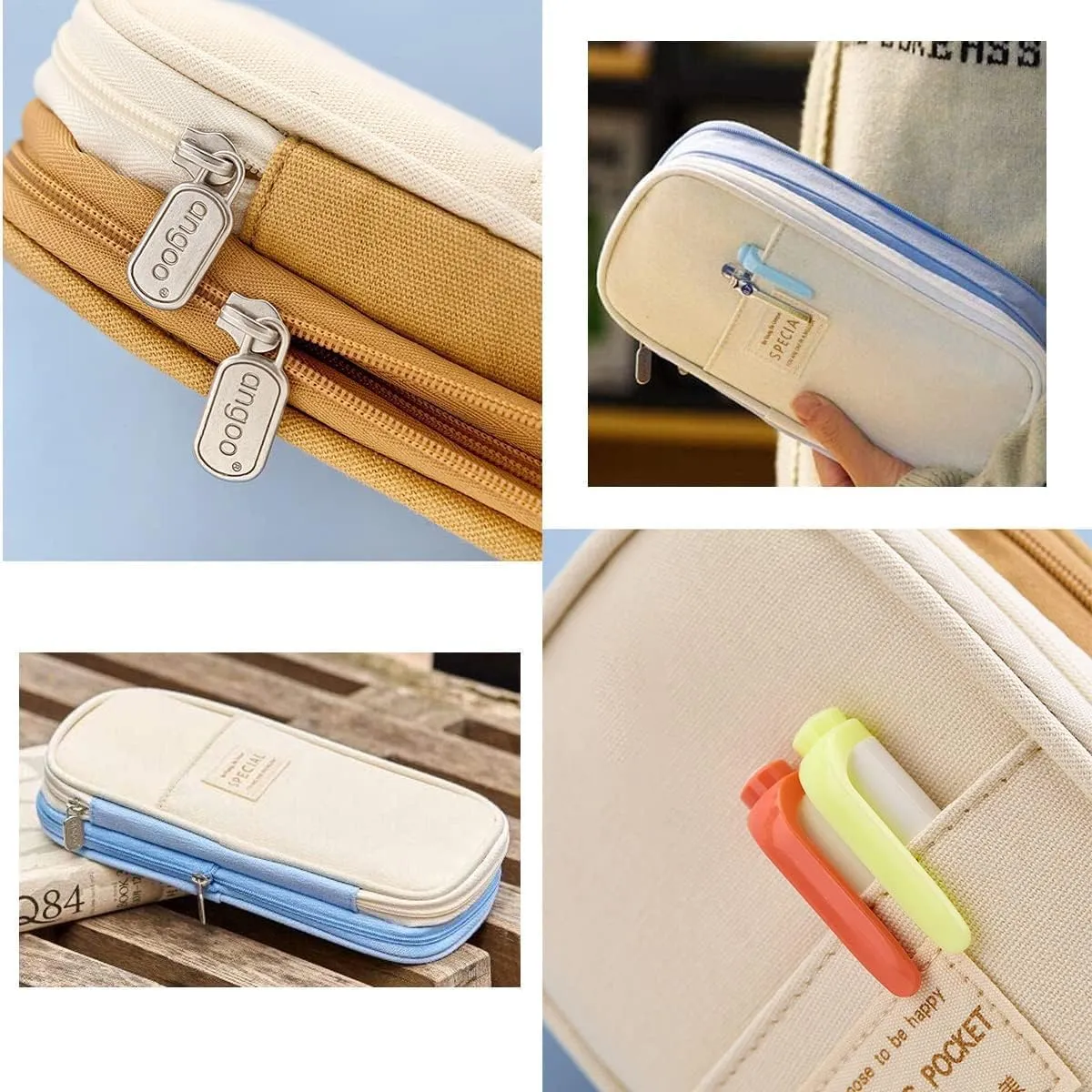 PENCIL PEN CASE, DURABLE PENCIL BAG STATIONERY POUCH ZIPPER, LARGE STORAGE BAG POUCH HOLDER BOX ORGANIZER FOR MIDDLE HIGH SCHOOL COLLEGE OFFICE TEEN BOYS ADULT PENCIL POUCH FOR GIRLS