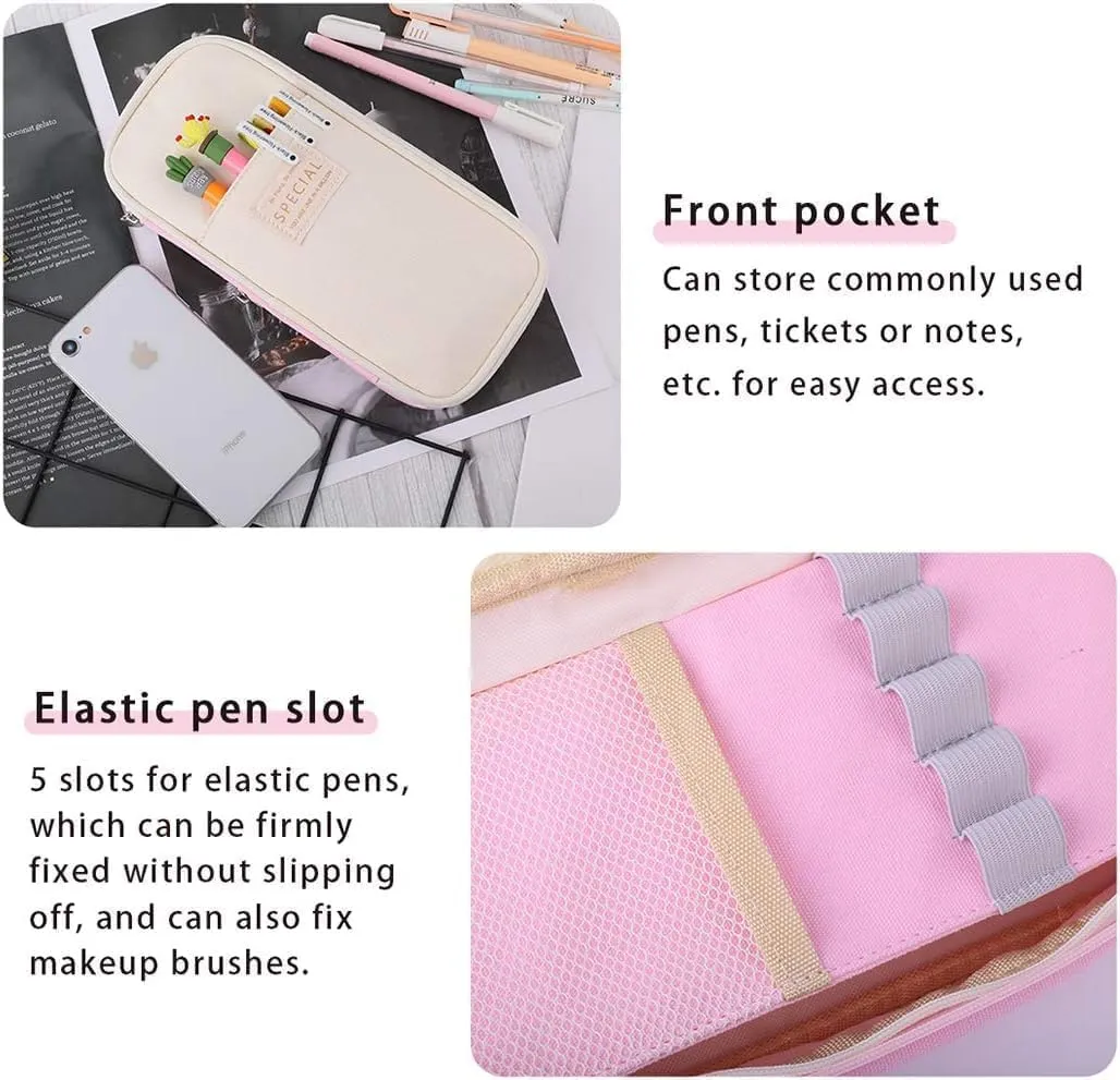 PENCIL PEN CASE, DURABLE PENCIL BAG STATIONERY POUCH ZIPPER, LARGE STORAGE BAG POUCH HOLDER BOX ORGANIZER FOR MIDDLE HIGH SCHOOL COLLEGE OFFICE TEEN BOYS ADULT PENCIL POUCH FOR GIRLS