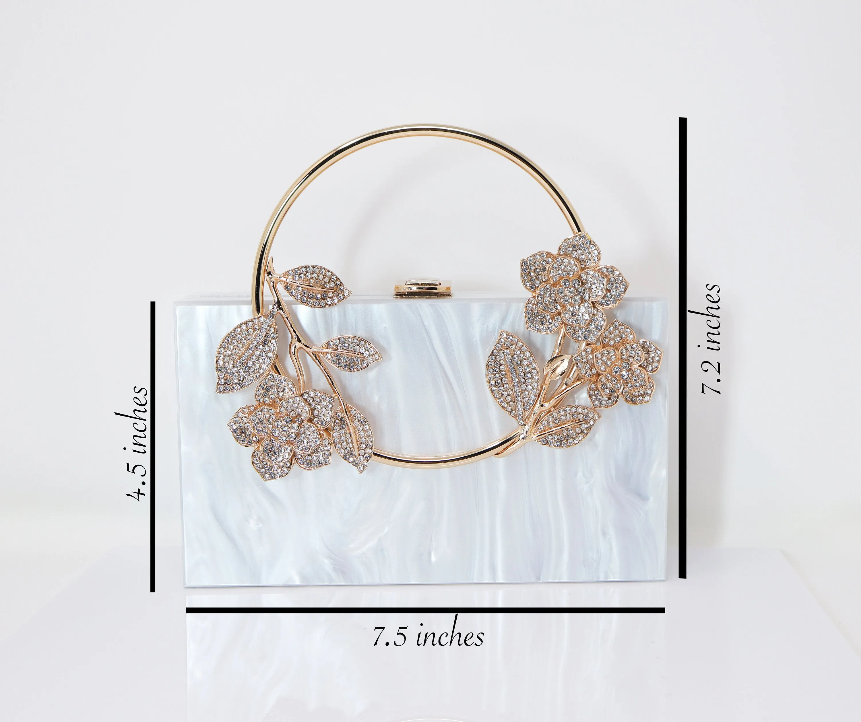 Pink Gold Floral Acrylic Rhinestones Wedding Bag, Statement Bag, Evening Clutch, Wedding Clutch, Bridal Clutch, Bridal Cross body bag.