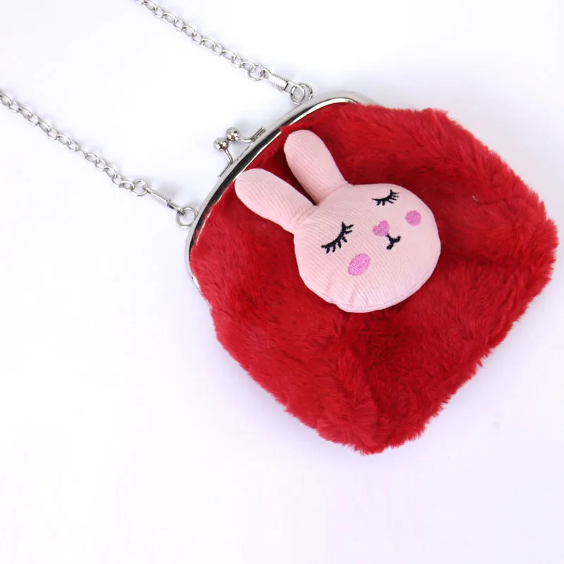 Playful Pink Bunny Purse Soft Plush Chain Shoulder Bag