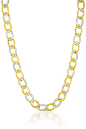 Pompidou Dual Golden and CZ Chain Necklace