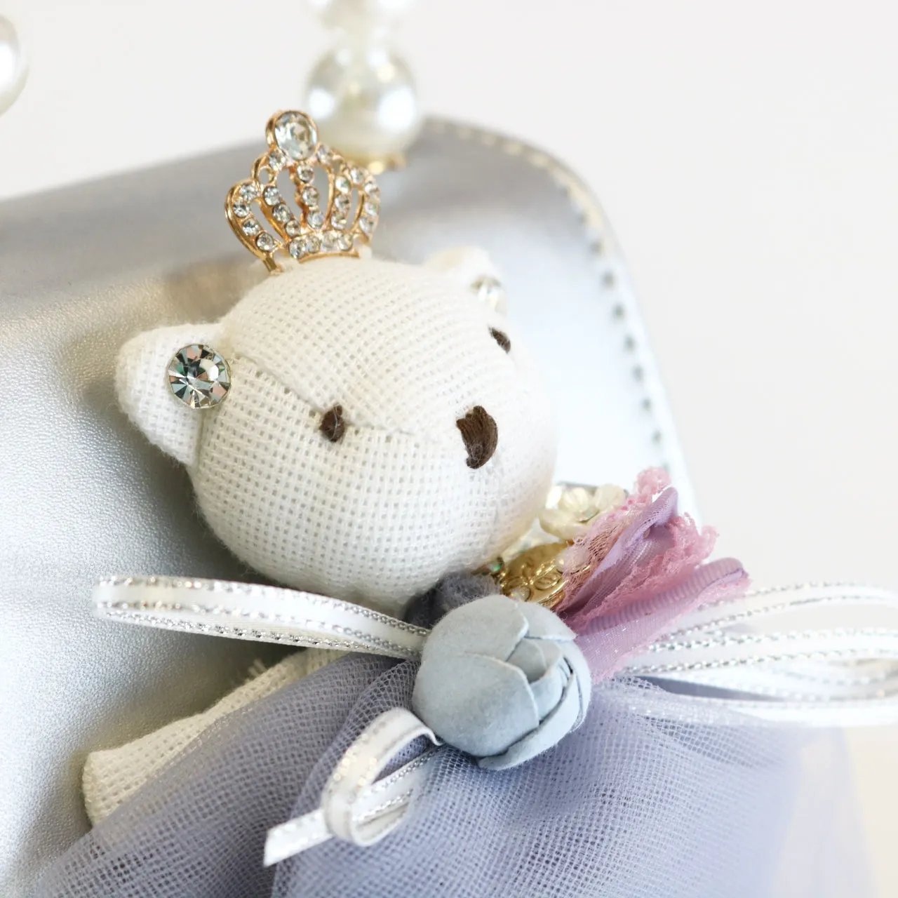 Princess Bear Leather Purse - Silver