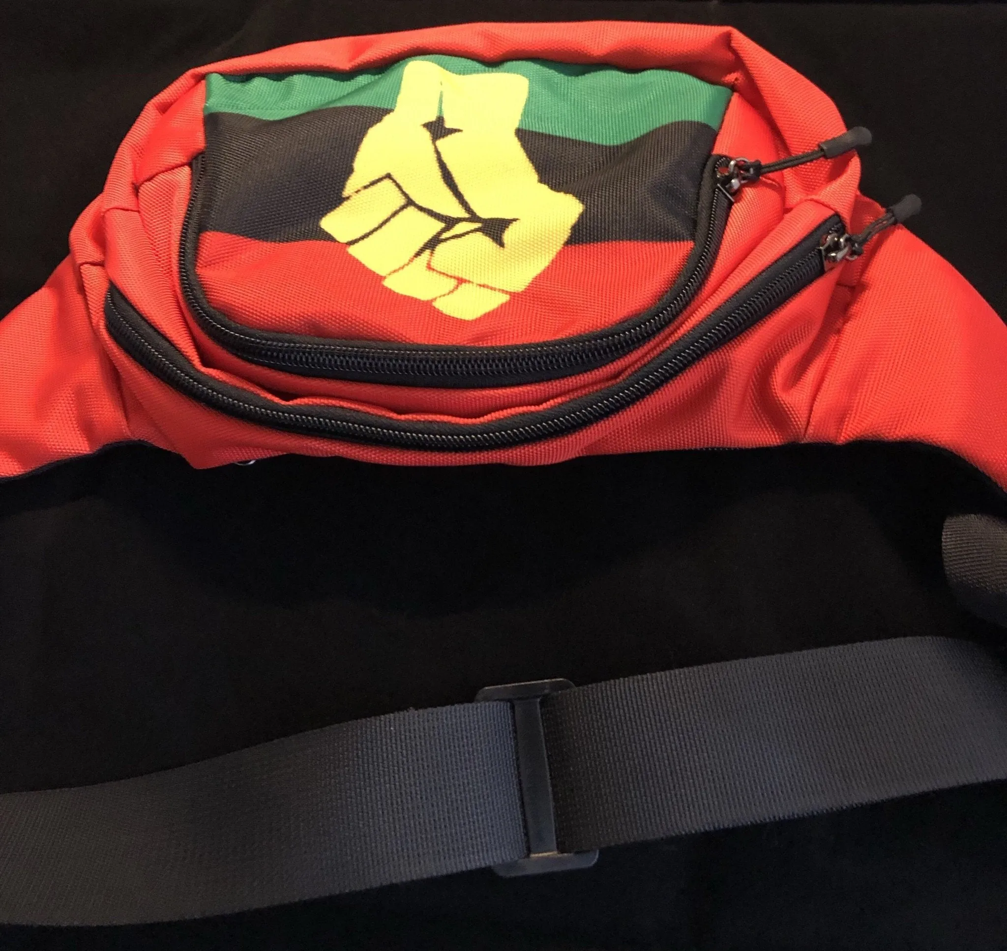 RBG Pan African Flag w/ Yellow Fist Unisex Waist Bag