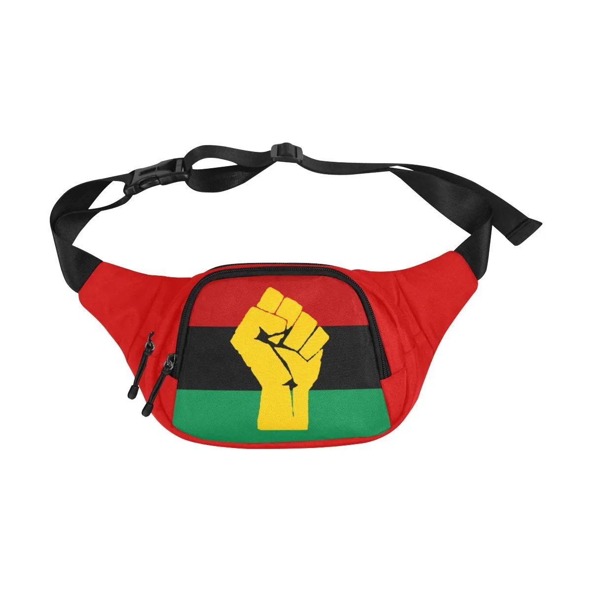 RBG Pan African Flag w/ Yellow Fist Unisex Waist Bag