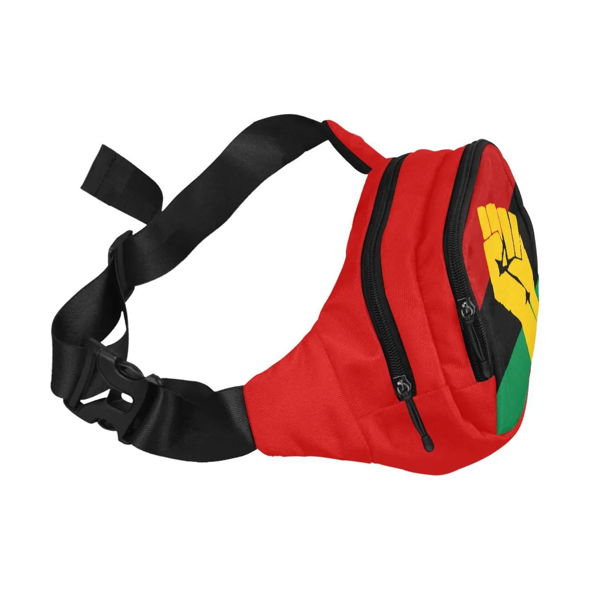 RBG Pan African Flag w/ Yellow Fist Unisex Waist Bag