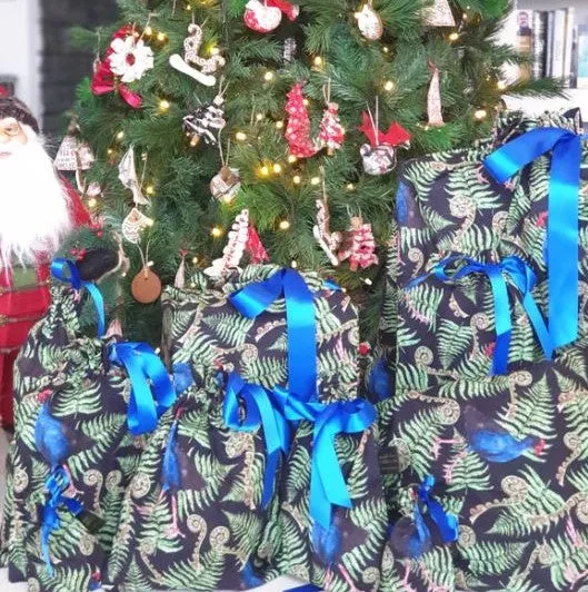 Reusable Gift Bags - Pukeko in a Ponga Tree