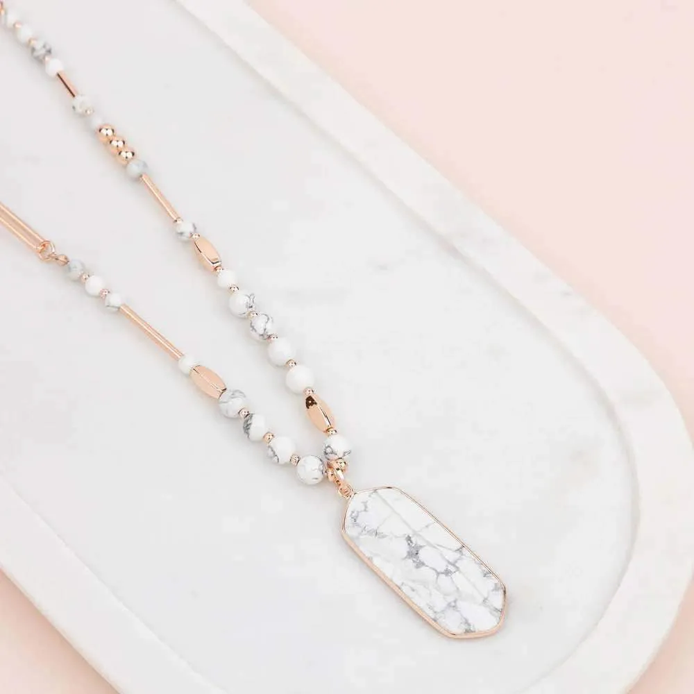 Rose Gold & Howlite Pendant Necklace