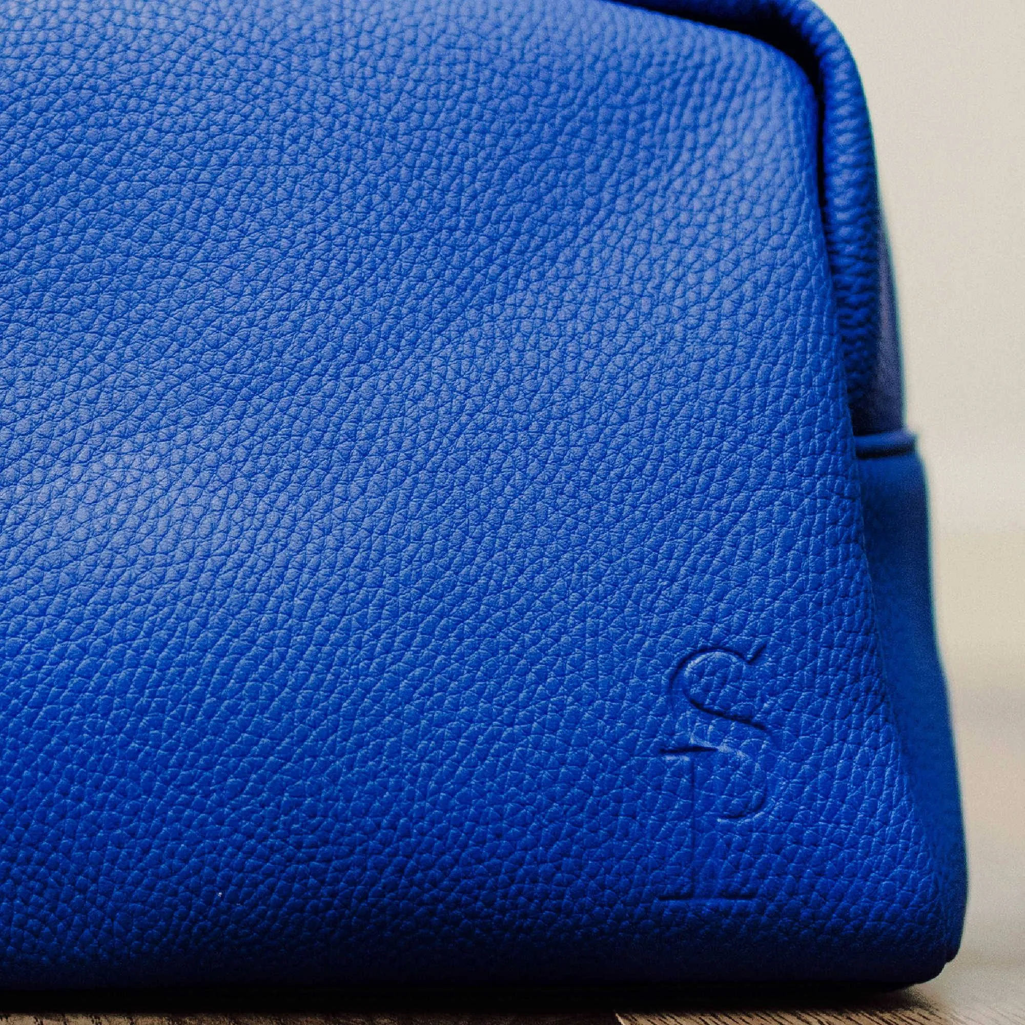 Royal Blue Leather Toiletry Bag