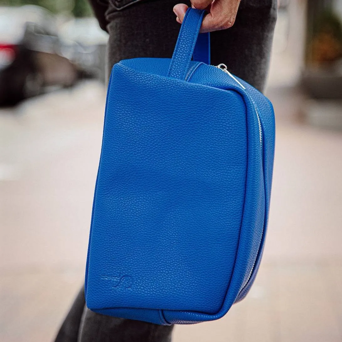 Royal Blue Leather Toiletry Bag