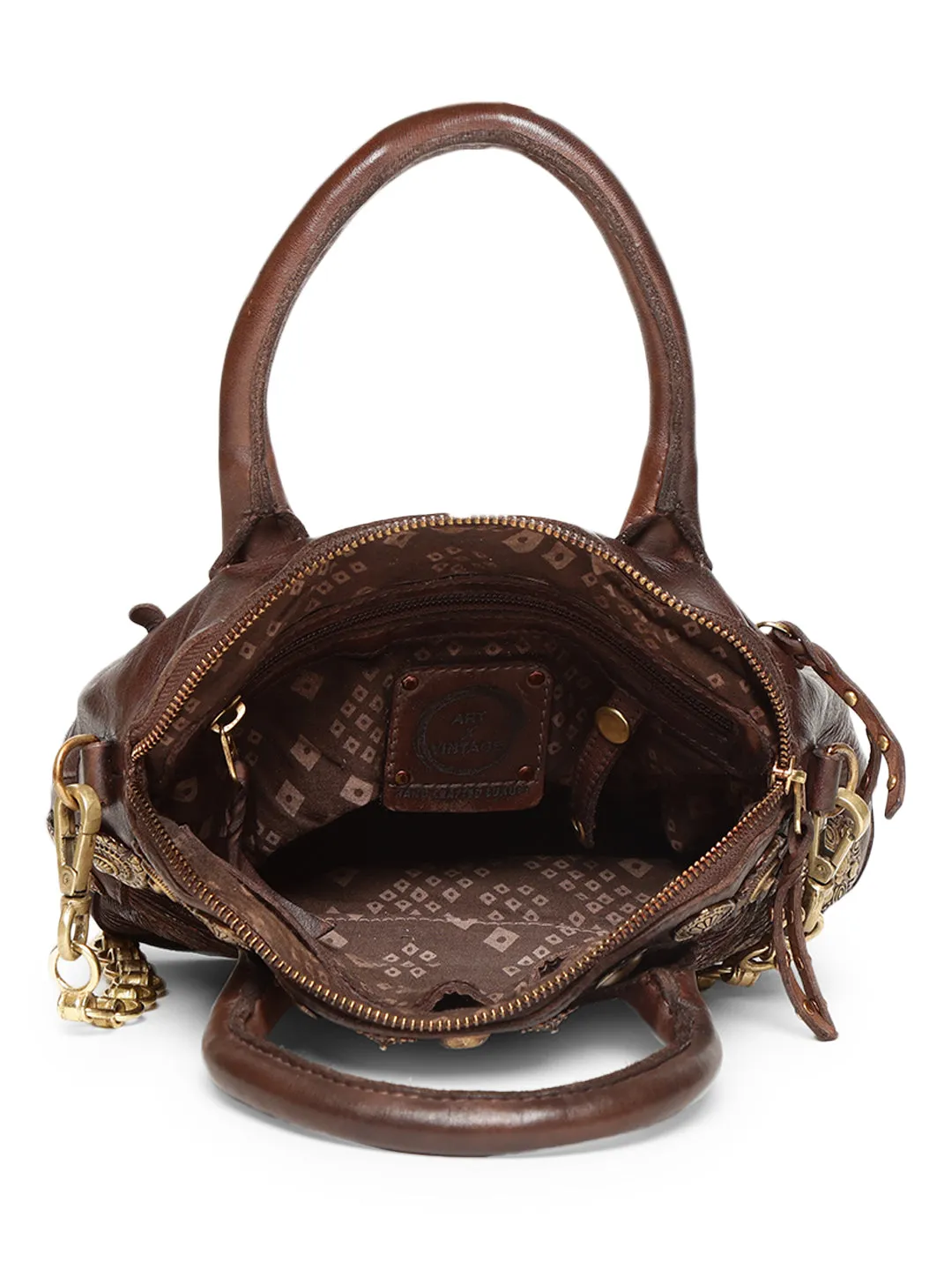 SILVIA: Brown Leather Women Handbag By Art N Vintage