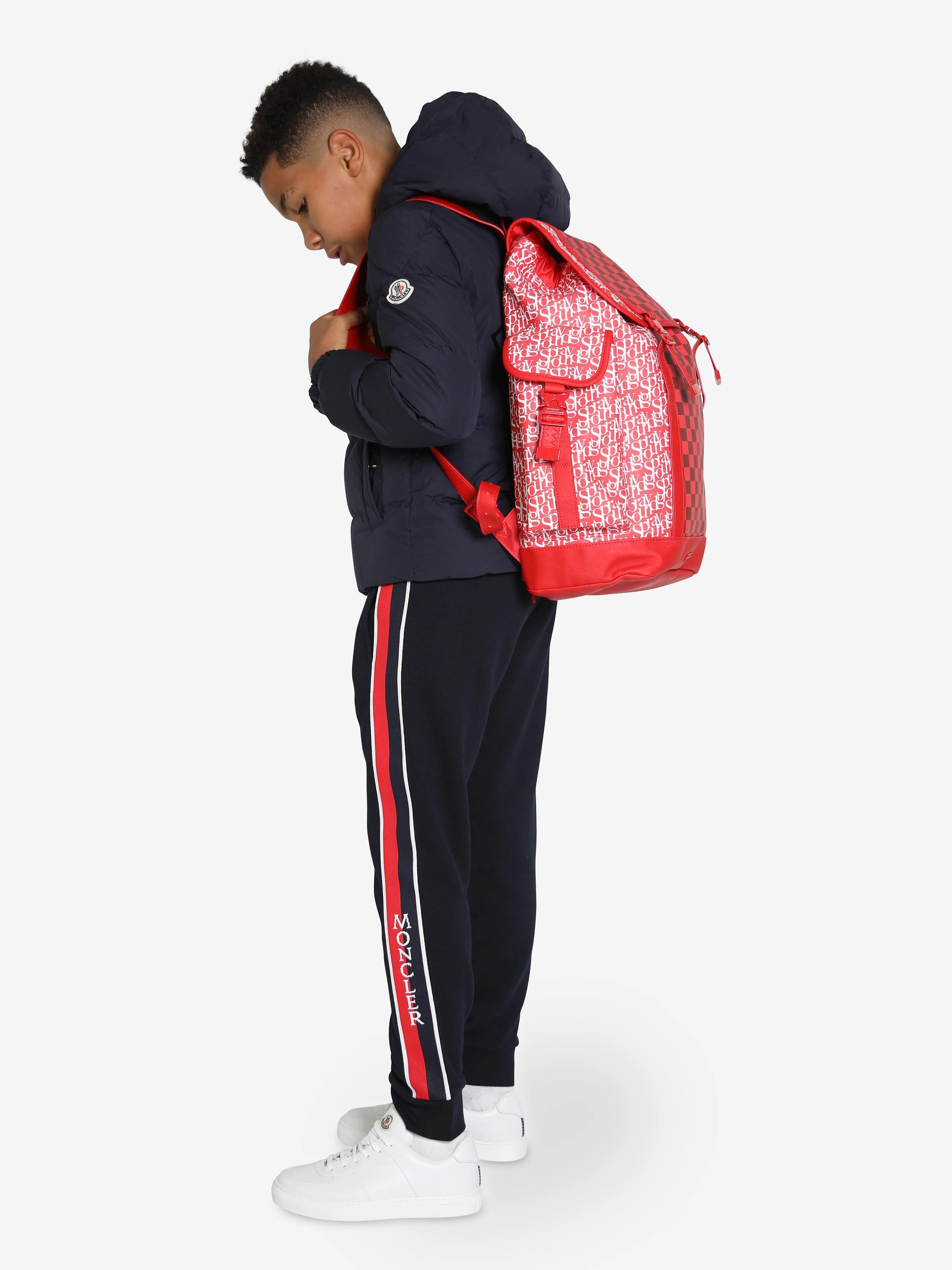 Sprayground Kids Tri Split Monte Carlo Backpack in Red