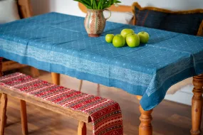 Table Cloth: Antique handwoven Hungarian hemp wax resist indigo - TW147