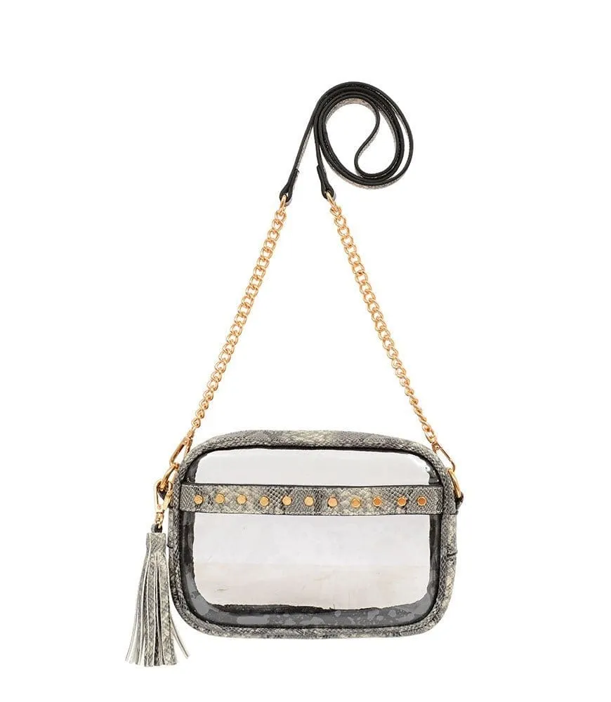 TB29208 Clear Crossbody With Tassel With Chain Strap