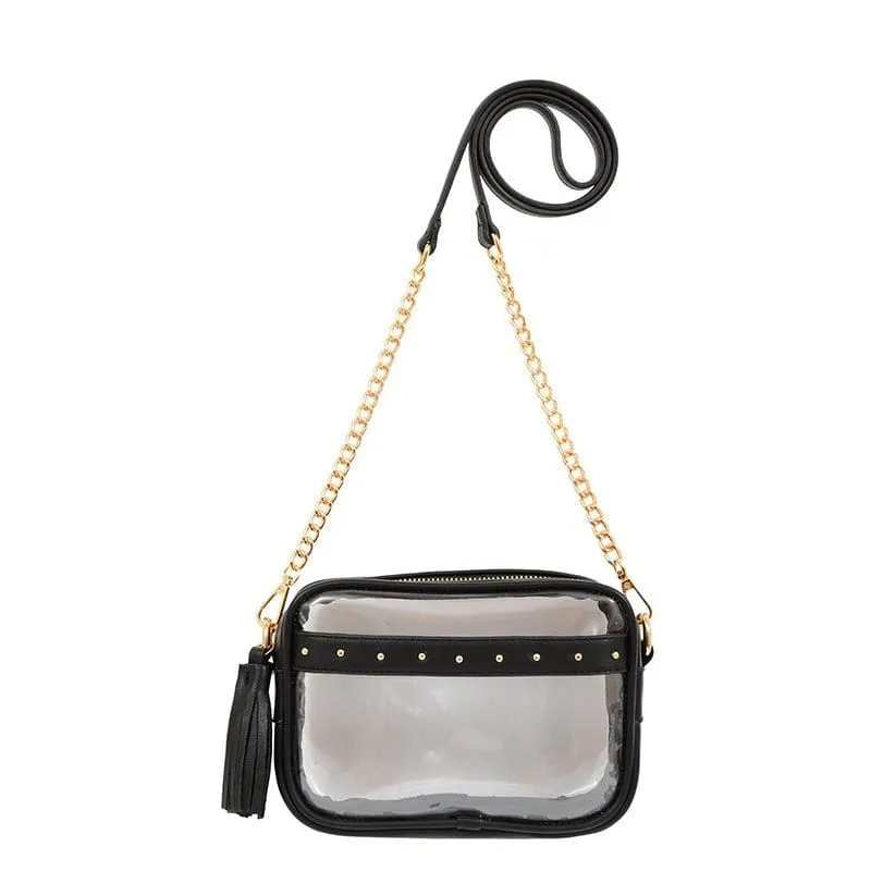 TB29208 Clear Crossbody With Tassel With Chain Strap