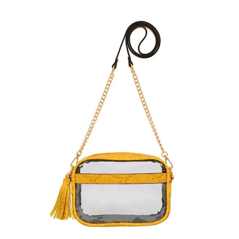 TB29208 Clear Crossbody With Tassel With Chain Strap