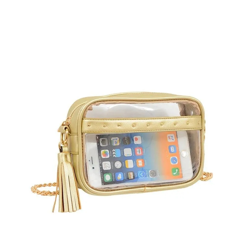 TB29208 Clear Crossbody With Tassel With Chain Strap