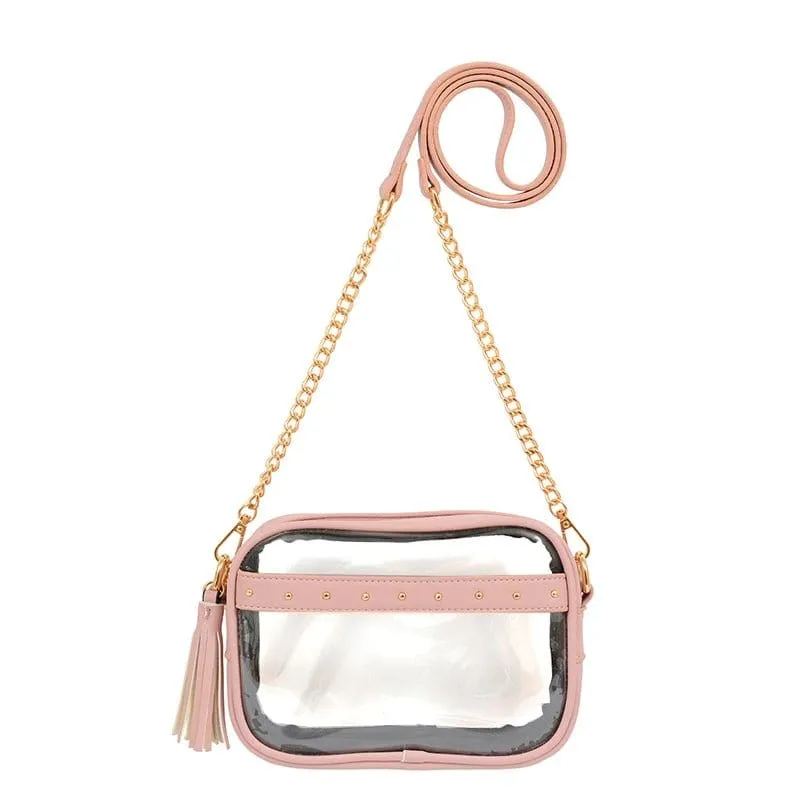 TB29208 Clear Crossbody With Tassel With Chain Strap