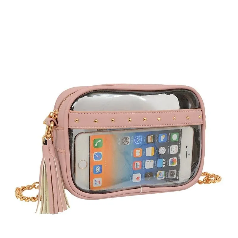 TB29208 Clear Crossbody With Tassel With Chain Strap