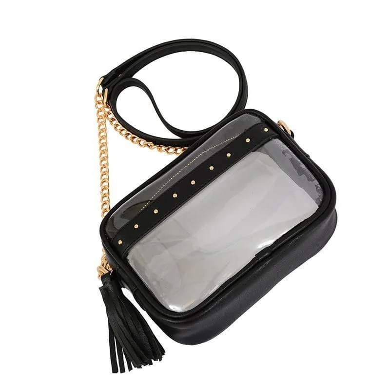 TB29208 Clear Crossbody With Tassel With Chain Strap