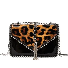 TEEK - Leopatent Chain Tassel Handbag