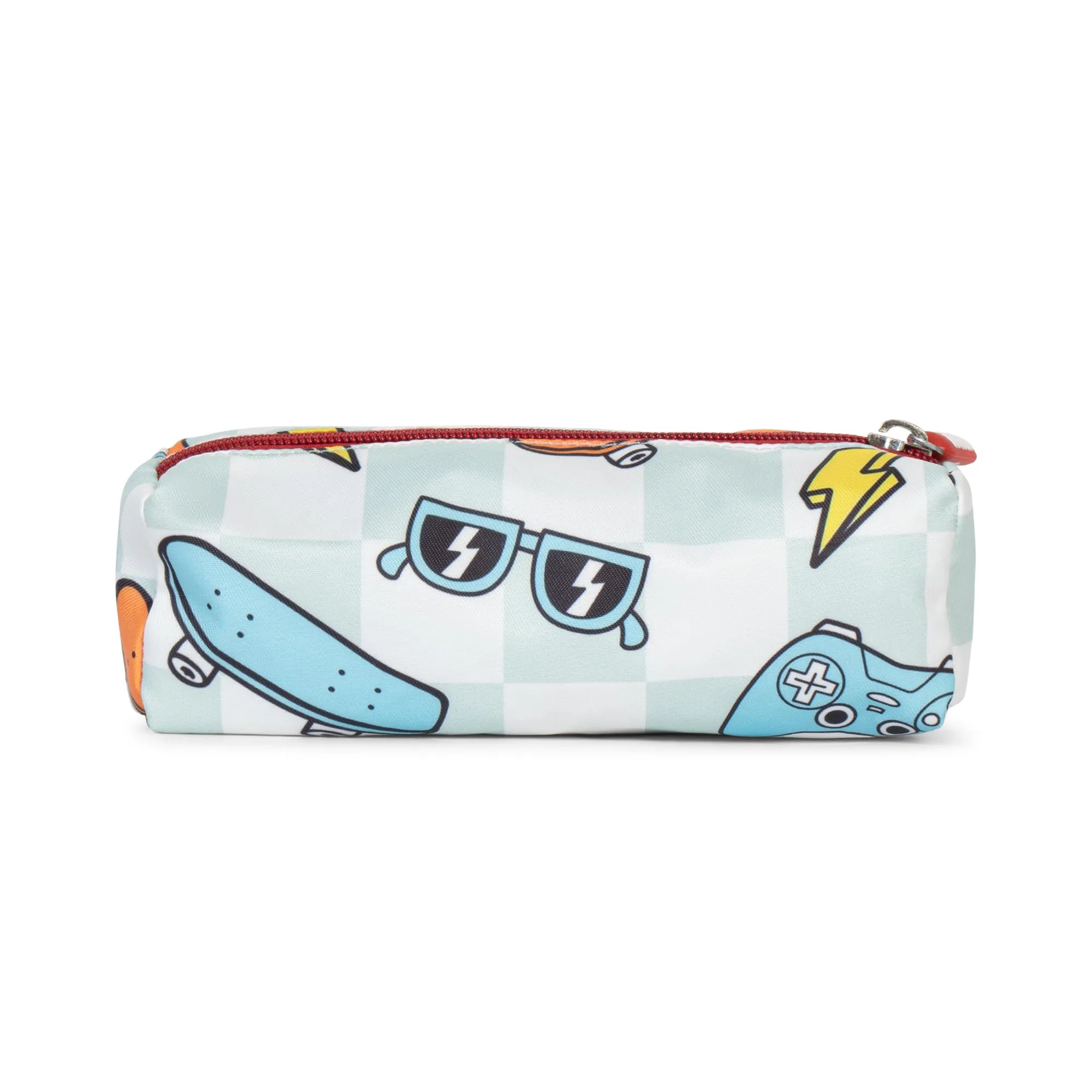 THE CLOWNFISH Cosmic Critters Series Printed Polyester 15 Litres Kids Backpack School Bag with Free Pencil Staionery Pouch Daypack Picnic Bag for Tiny Tots Of Age 5-7 Years (Grey - Cheque)