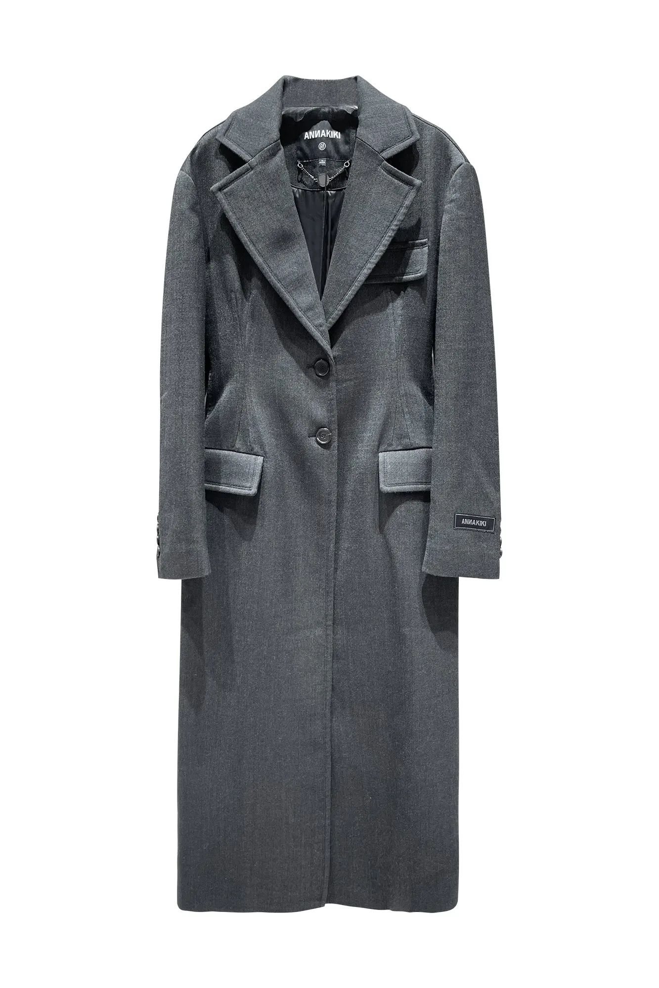 The waist Long suit collar coat