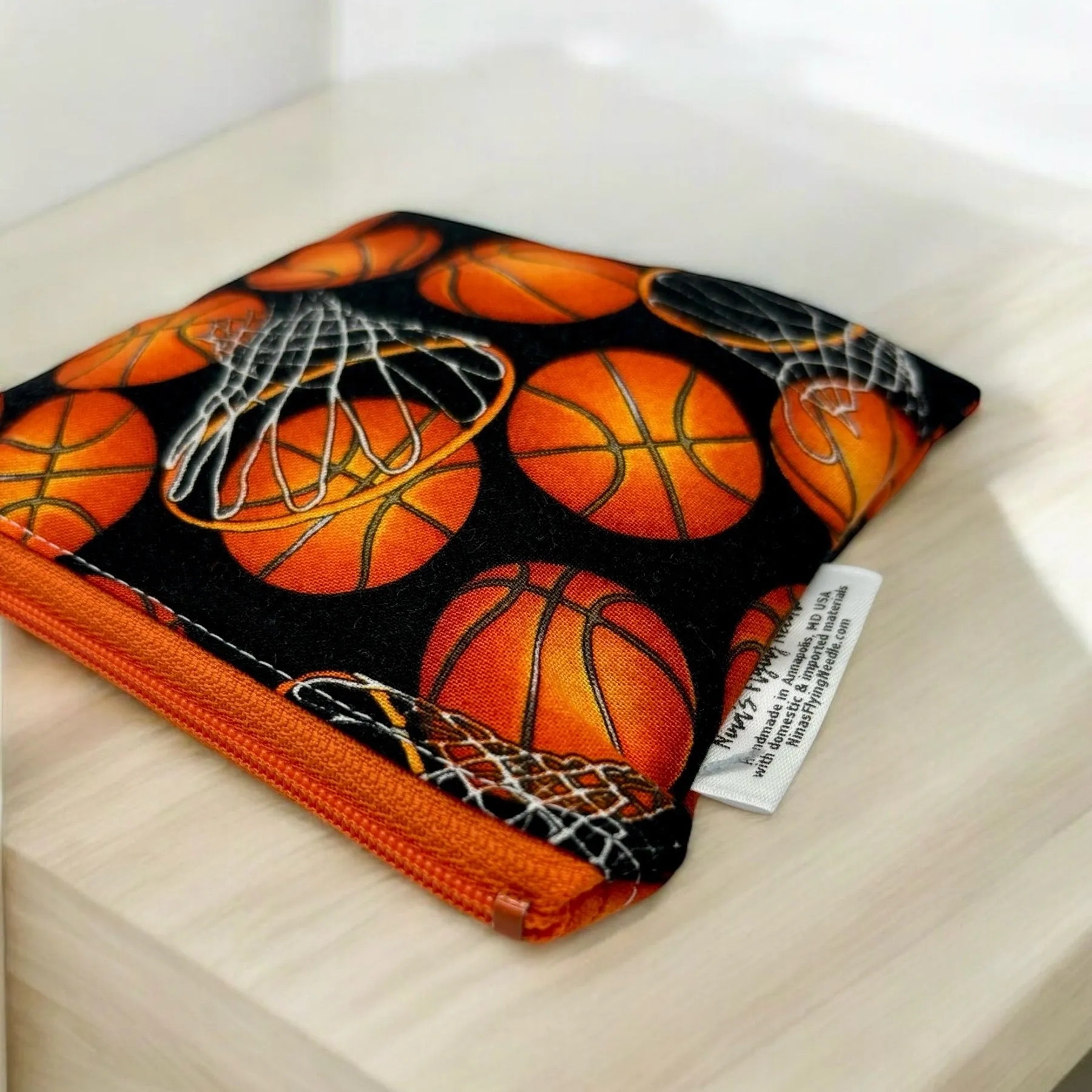 Toddler Sized Reusable Zippered Bag Basketball