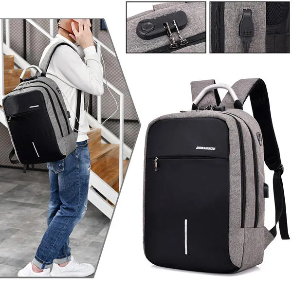 Travel Laptop Backpack Anti Theft Bag with Combination Lock & USB Charging Port