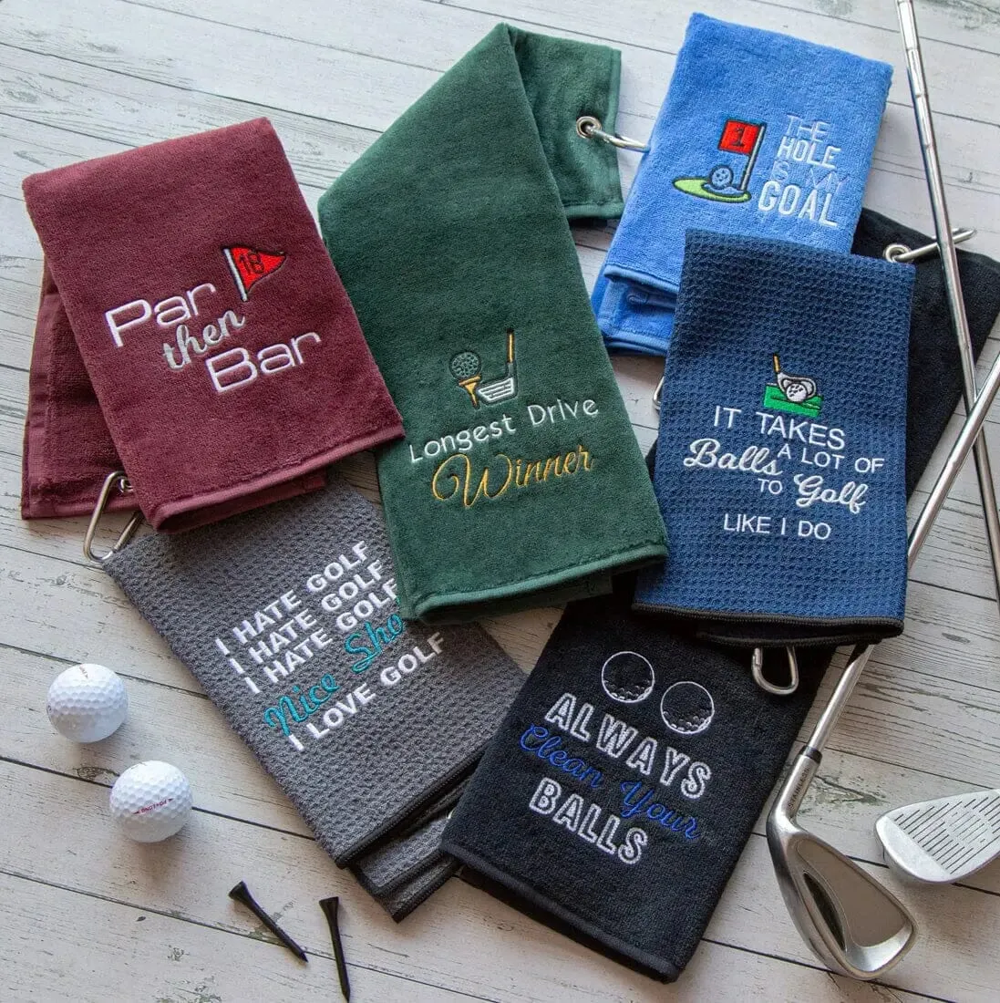 Tri-Fold Golf Towel Embroidered For Nearest The Pin Competition