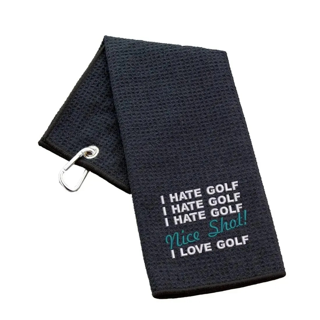 Tri-Fold Golf Towel Embroidered With Nice Shot Logo