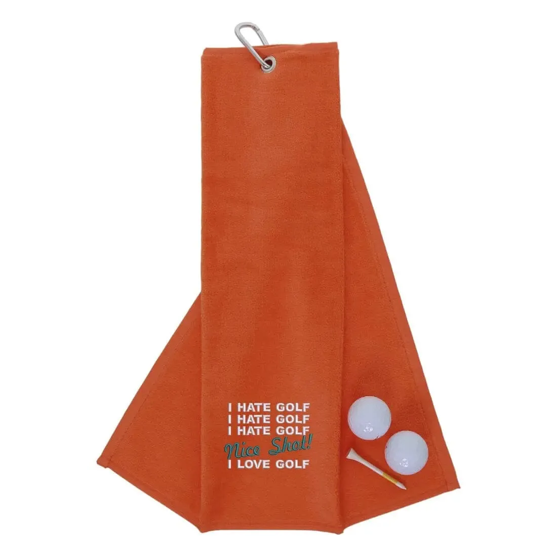 Tri-Fold Golf Towel Embroidered With Nice Shot Logo