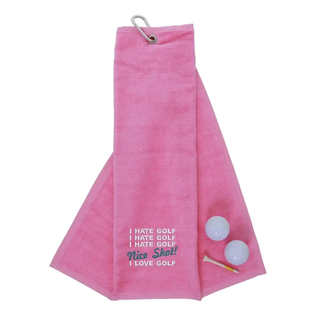 Tri-Fold Golf Towel Embroidered With Nice Shot Logo