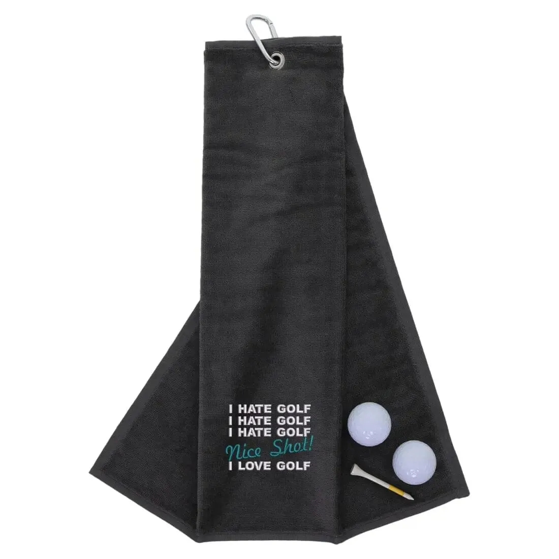 Tri-Fold Golf Towel Embroidered With Nice Shot Logo