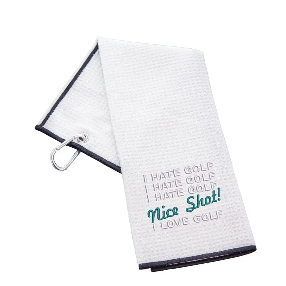 Tri-Fold Golf Towel Embroidered With Nice Shot Logo