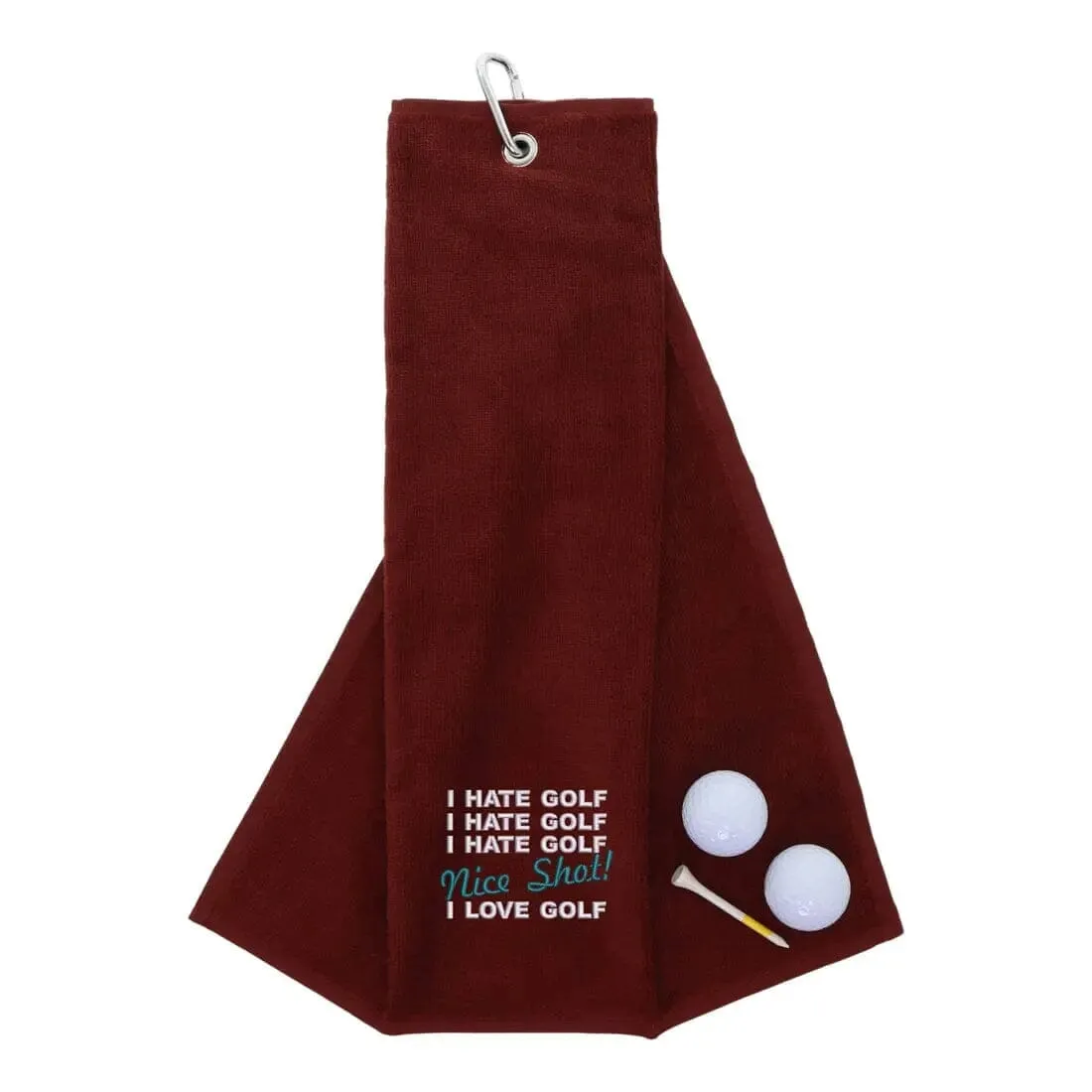 Tri-Fold Golf Towel Embroidered With Nice Shot Logo