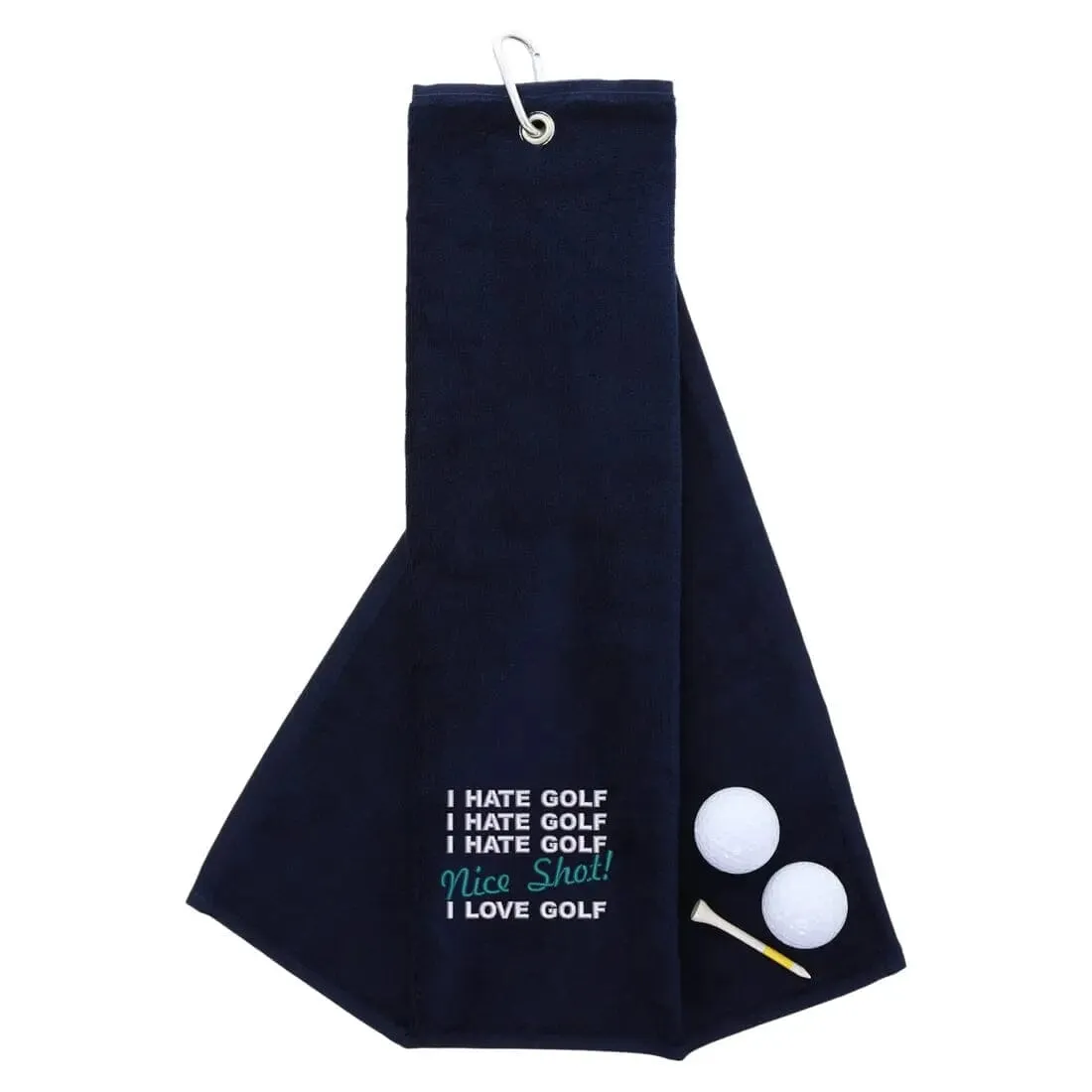 Tri-Fold Golf Towel Embroidered With Nice Shot Logo