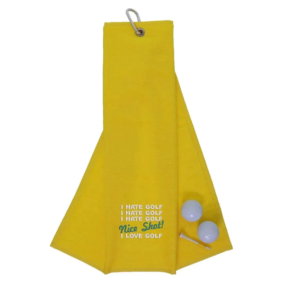 Tri-Fold Golf Towel Embroidered With Nice Shot Logo