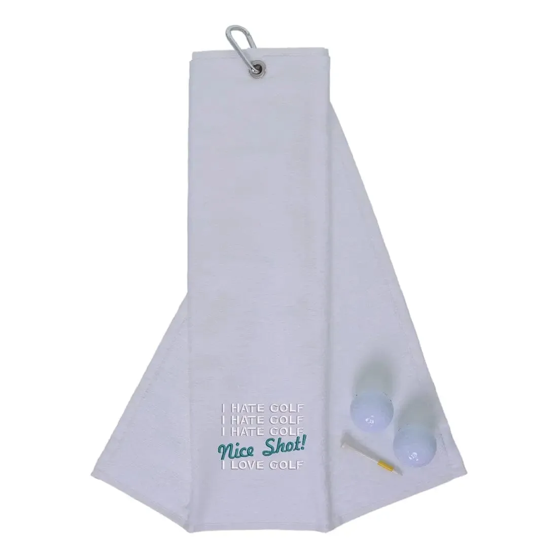 Tri-Fold Golf Towel Embroidered With Nice Shot Logo