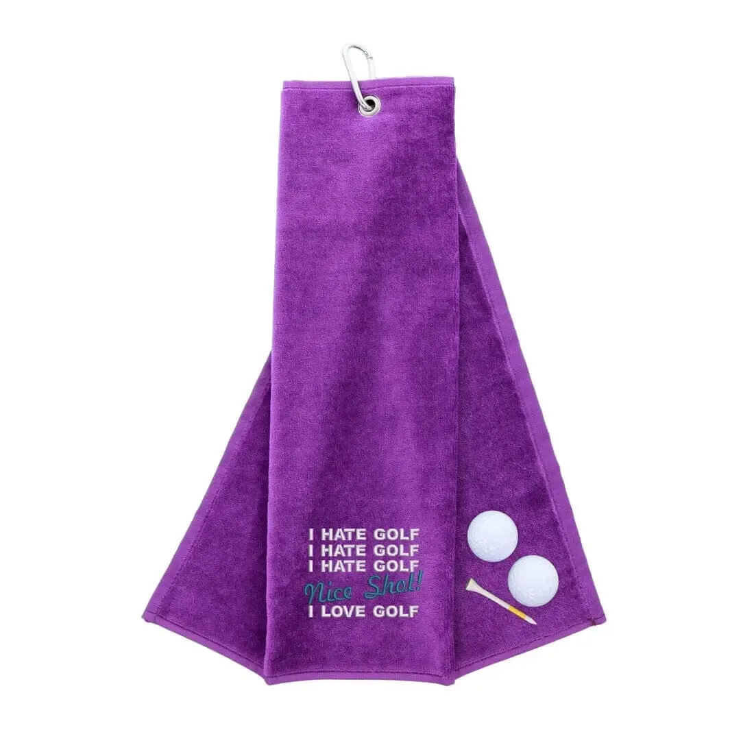 Tri-Fold Golf Towel Embroidered With Nice Shot Logo