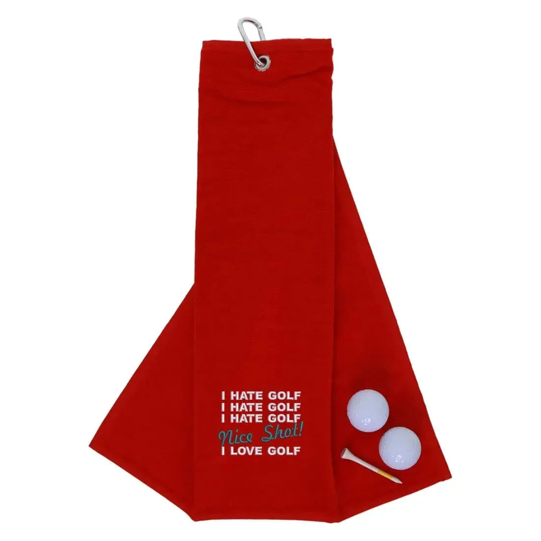 Tri-Fold Golf Towel Embroidered With Nice Shot Logo