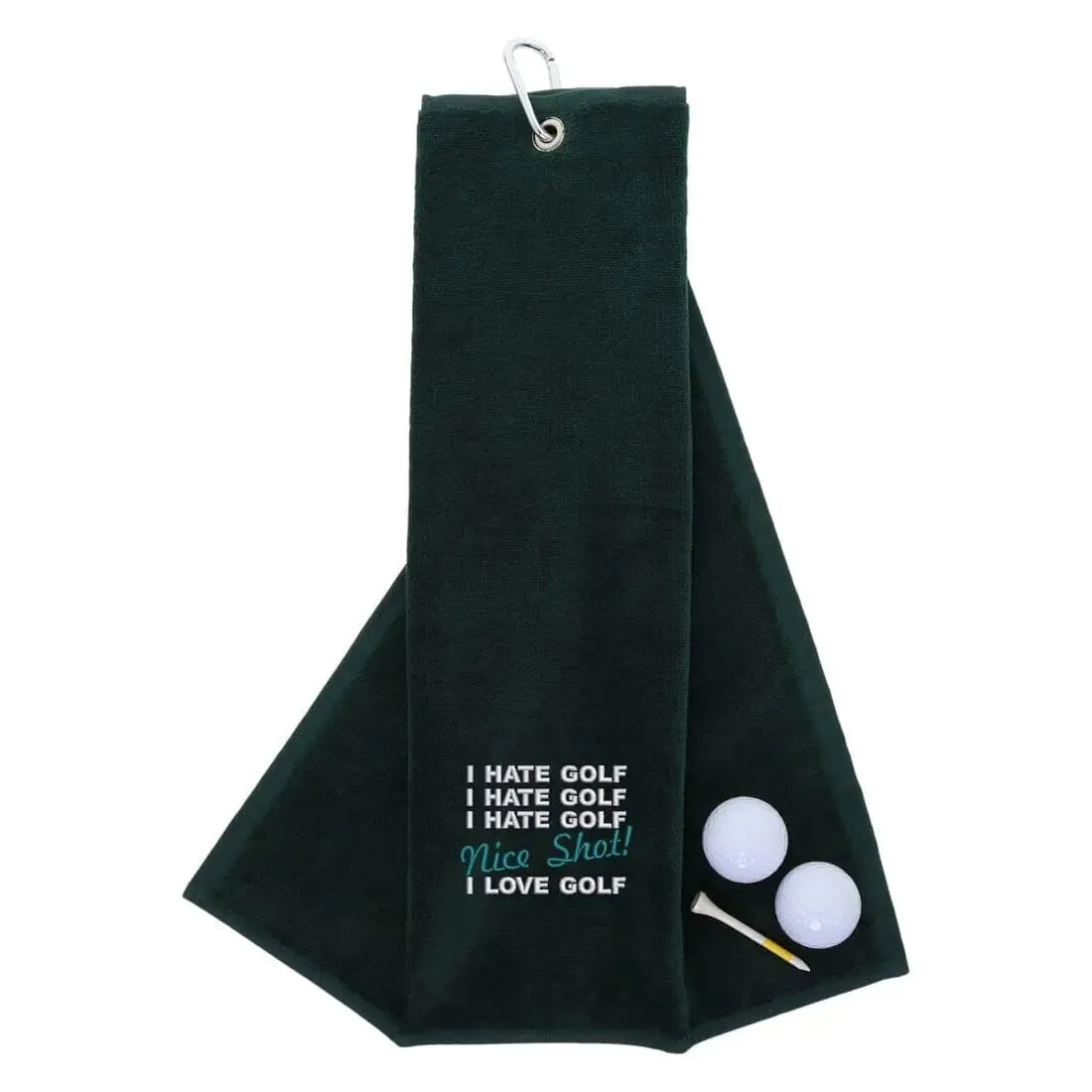 Tri-Fold Golf Towel Embroidered With Nice Shot Logo